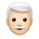 man: light skin tone, white hair appearance on Apple