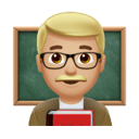 man teacher: medium-light skin tone appearance on Apple