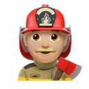 man firefighter: medium-light skin tone appearance on Apple