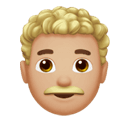 man: medium-light skin tone, curly hair appearance on Apple