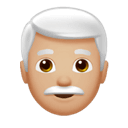 man: medium-light skin tone, white hair appearance on Apple