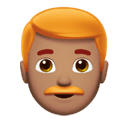 man: medium skin tone, red hair appearance on Apple
