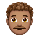 man: medium skin tone, curly hair appearance on Apple