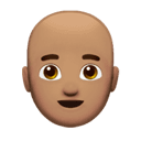 man: medium skin tone, bald appearance on Apple