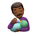 man feeding baby: medium-dark skin tone appearance on Apple
