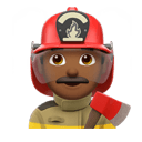 man firefighter: medium-dark skin tone appearance on Apple