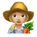 woman farmer: medium-light skin tone appearance on Apple