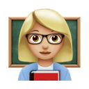 woman teacher: medium-light skin tone appearance on Apple