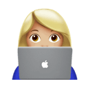 女程序员: 中等-浅肤色 在 Apple 平台的外观