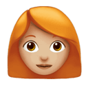 woman: medium-light skin tone, red hair appearance on Apple