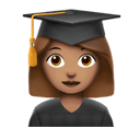 woman student: medium skin tone appearance on Apple