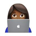 女程序员: 中等-深肤色 在 Apple 平台的外观