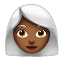 woman: medium-dark skin tone, white hair appearance on Apple