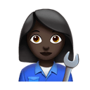 woman mechanic: dark skin tone appearance on Apple
