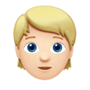 person: light skin tone, blond hair appearance on Apple