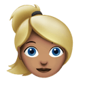 woman: medium skin tone, blond hair appearance on Apple