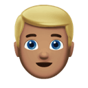 man: medium skin tone, blond hair appearance on Apple