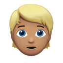 person: medium skin tone, blond hair appearance on Apple