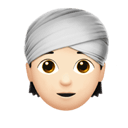 person wearing turban: light skin tone appearance on Apple