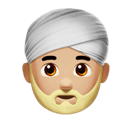 man wearing turban: medium-light skin tone appearance on Apple