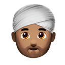 man wearing turban: medium skin tone appearance on Apple