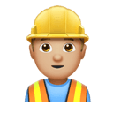 man construction worker: medium-light skin tone appearance on Apple