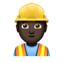 man construction worker: dark skin tone appearance on Apple