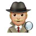 man detective: medium-light skin tone appearance on Apple