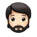 person: light skin tone, beard appearance on Apple