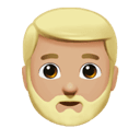 man: medium-light skin tone, beard appearance on Apple