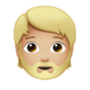 person: medium-light skin tone, beard appearance on Apple