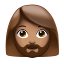 woman: medium skin tone, beard appearance on Apple
