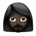 woman: dark skin tone, beard appearance on Apple