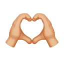 heart hands: medium-light skin tone appearance on Apple