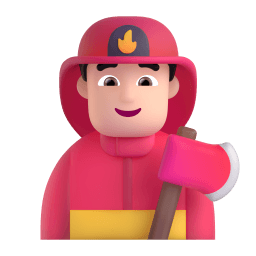 man firefighter: light skin tone appearance on Microsoft