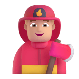 man firefighter: medium-light skin tone appearance on Microsoft
