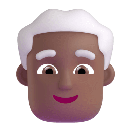 man: medium-dark skin tone, white hair appearance on Microsoft