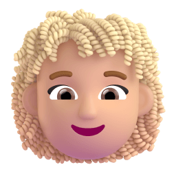 woman: medium-light skin tone, curly hair appearance on Microsoft