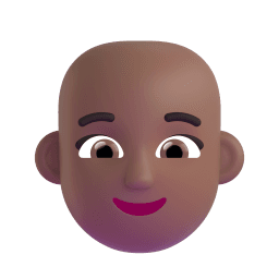 woman: medium-dark skin tone, bald appearance on Microsoft