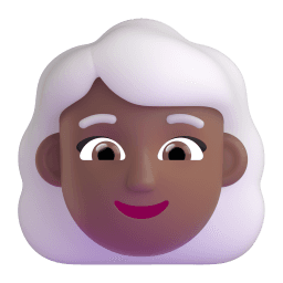 woman: medium-dark skin tone, white hair appearance on Microsoft