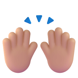 raising hands: medium-light skin tone appearance on Microsoft