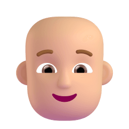 person: medium-light skin tone, bald appearance on Microsoft