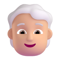 person: medium-light skin tone, white hair appearance on Microsoft