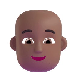 person: medium-dark skin tone, bald appearance on Microsoft