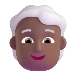 person: medium-dark skin tone, white hair appearance on Microsoft