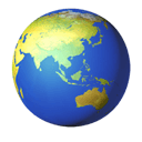 globe showing Asia-Australia appearance on Apple