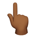 backhand index pointing up: medium-dark skin tone appearance on Apple