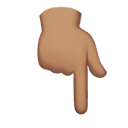 backhand index pointing down: medium skin tone appearance on Apple