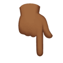 backhand index pointing down: medium-dark skin tone appearance on Apple