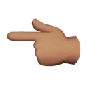 backhand index pointing left: medium skin tone appearance on Apple